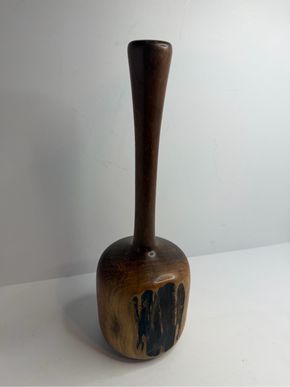 Signed Woody Danforth Studio Art Wood Vase – 1994 Solid Walnut Soliflore Vase